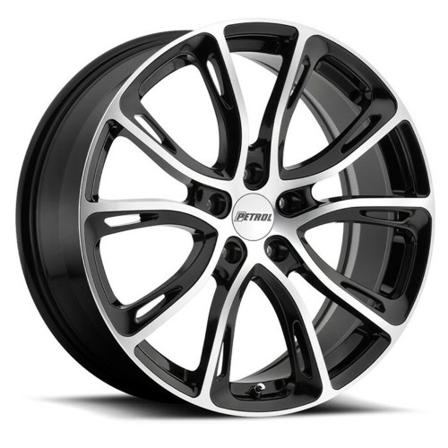 Set 4 Petrol P5A 19x8 5x120 Gloss Black W/ Machined Cut Face Wheels 19" 35mm