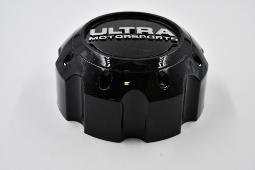 Ultra Motorsports Gloss Black w/ Chrome Logo Wheel Center Cap Hub Cap A89-9798BK 6.5" 8 Lug