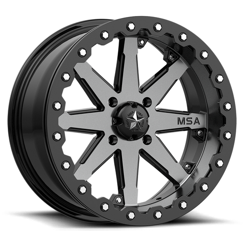 Set 4 MSA Offroad M21 Lok Beadlock 14x10 4x137 Charcoal Tint Wheels 14" -0mm Rim