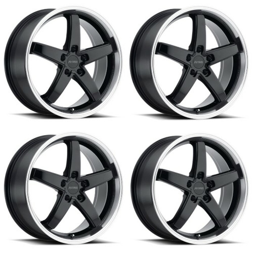 Set 4 Petrol P1B 20x8.5 5x4.5 Gloss Black W/ Machined Cut Lip Wheels 20" 40mm