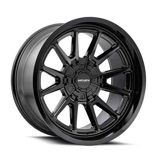 20" Mayhem Intrepid 20x10 Gloss Black 8x170 Wheel -24mm Lifted For Ford Rim
