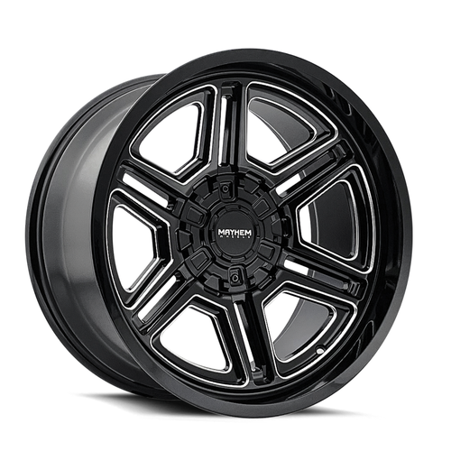 20" Mayhem Hermosa 20x10 Black Milled 8x170 Wheel -25mm Lifted For Ford Rim