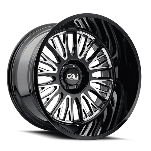 22" Cali Off-Road Vertex 22x12 Black Milled 8x6.5 Wheel -44mm For Chevy GMC Ram