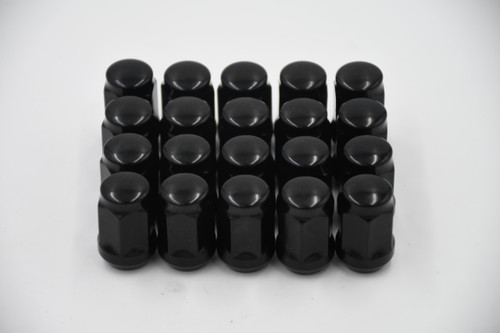 Set 20 12mm x 1.25 Black 3/4" Hex Lug Nuts 1.4" Tall Conical Seat M12x1.25