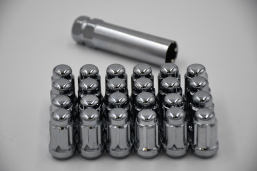 Set 24 12mm x 1.5 Chrome Spline Lug Nuts with Key 6 Point Conical Seat M12x1.5