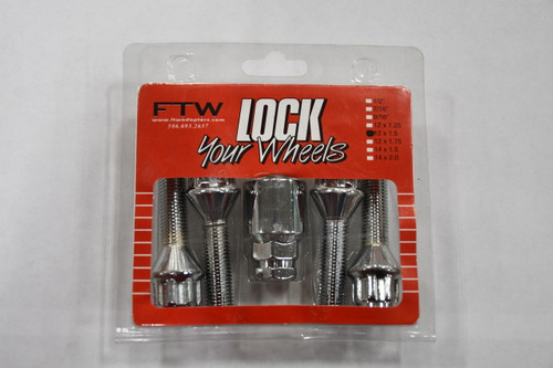 Set 4 12x1.5x39 Wheel Locks Locking Lug Nuts Chrome w Key BL001