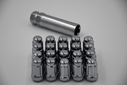 Set 20 12mm x 1.5 Chrome Spline Lug Nuts with Key 6 Point Conical Seat M12x1.5