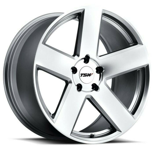 TSW Bristol 18x9.5 5x4.5 Silver W/ Mirror-Cut Face Wheel 18" 20mm Rim