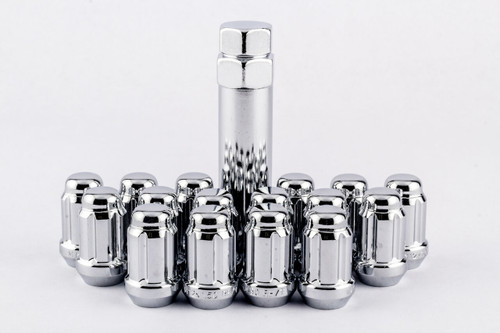 Set 20 1/2" 6 Spline Tuner Lug Nuts Chrome 1.4" Tall w/ Spline Key Epoch Lugs