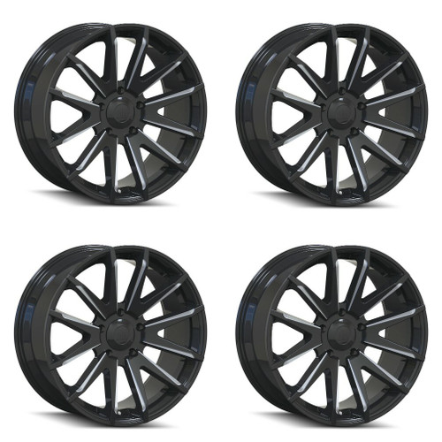 Set 4 20" Mayhem Crossfire 20x9.5 Black Milled 5x5.5 Wheels 10mm Rims