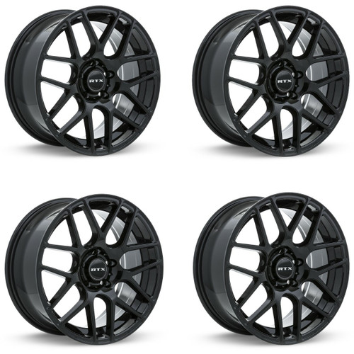 Set 4 18" RTX Envy Gloss Black Wheels 18x8 5x115 38mm Rims