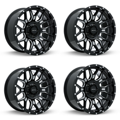 Set 4 20" RTX Claw Gloss Black Milled with Rivets Wheels 20x10 8x170 -18mm Rims