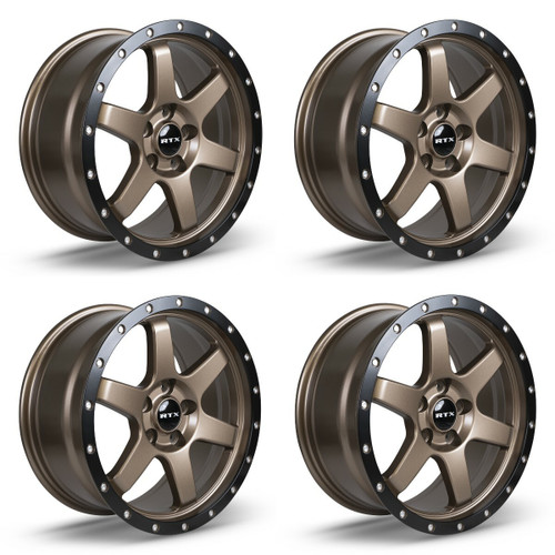 Set 4 17" RTX Dakar Satin Bronze Black Edge Lip 17x8 Wheels 5x4.5 (5x114.3) 35mm Rims