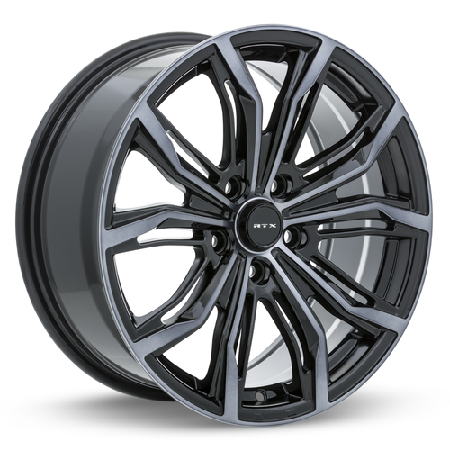 Set 4 18" RTX Black Widow Black Machined Grey Wheels 18x8 5x120 35mm Rims