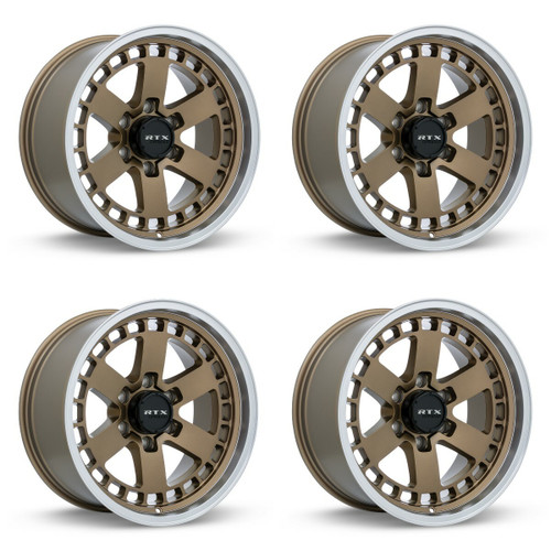 Set 4 17" RTX Ozark Satin Bronze Machined Lip Wheels 17x9 6x5.5 0mm Rims