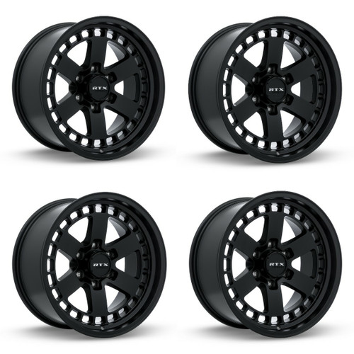 Set 4 17" RTX Ozark Satin Black Wheels 17x9 6x5.5 0mm For Chevy GMC Cadillac Rim