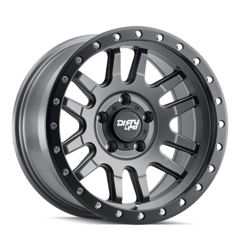Set 4 17 Dirty Life Canyon Pro 17x9 Graphite Simulated Ring 6x5.5 Wheels 0mm Rim