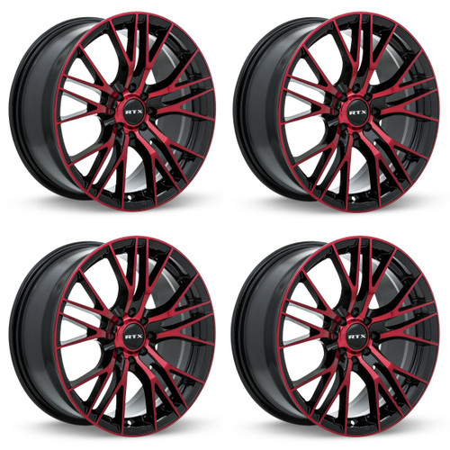 Set 4 17" RTX Vertex Black Machined Red Wheels 17x7.5 5x4.5 40mm Truck Suv Rims