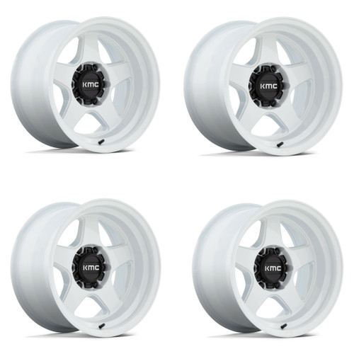 Set 4 KMC KM728 Lobo 17x8.5 6x120 Gloss White Wheels 17" 18mm Rims