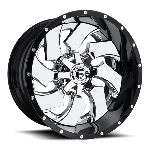 20" Fuel 2PC D240 Cleaver 20x12 8x170 Chrome Plated Gloss Black Lip Wheel -44mm