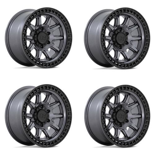 Set 4 Black Rhino Calico 17x8.5 5x5 Matte Gunmetal Matte Black Wheels 17" -10mm