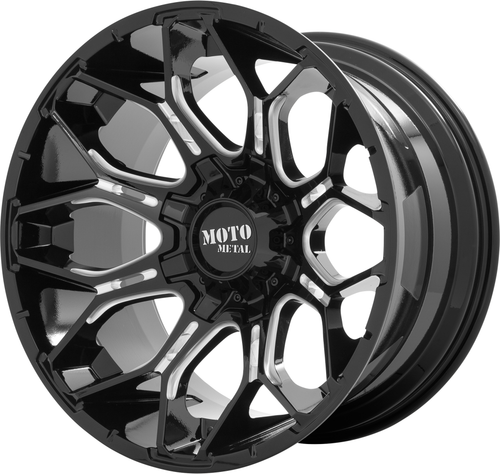 Set 4 Moto Metal MO808 Sniper 22x12 5x5 5x5.5 Black Milled Wheels 22" -44mm