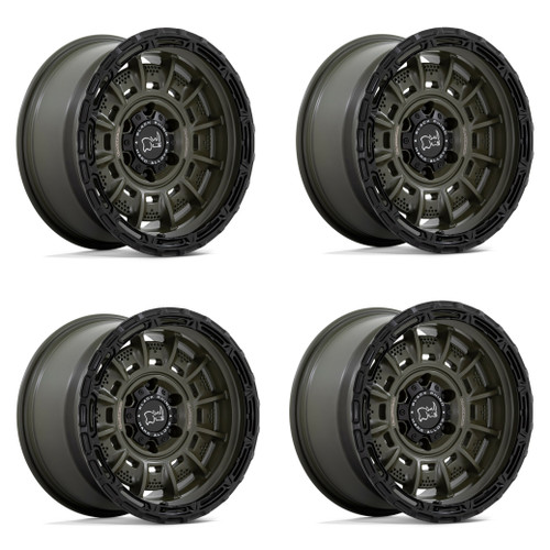 Set 4 Black Rhino Legion 17x9 6x5.5 Olive Drab Green With Black Wheels 17" 0mm