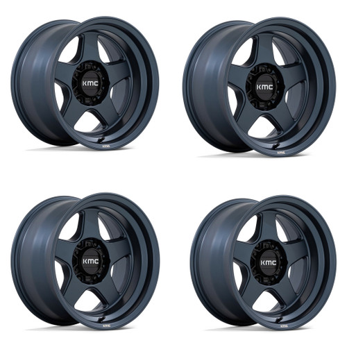 Set 4 KMC KM728 Lobo 17x8.5 6x120 Metallic Blue Wheels 17" 18mm Rims