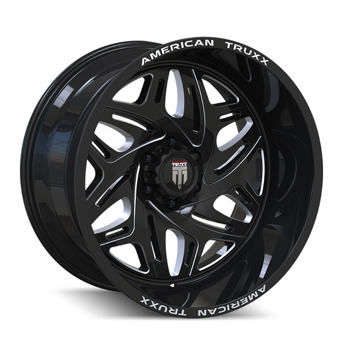 Set 4 22" American Truxx Euphoria 22x12 Black Milled 5x5 Wheels -44mm Truck Rims