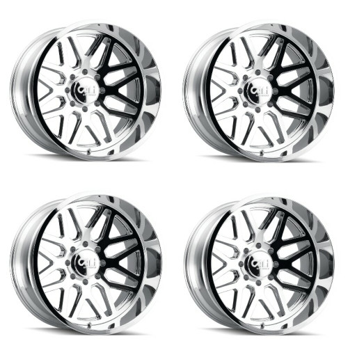Set 4 22" Cali Off-Road Invader 22x12 Chrome 8x6.5 Wheels -51mm Lifted Rims