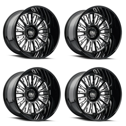 Set 4 20" Cali Off-Road Vertex 20x10 Black Milled 6x135 Wheels -25mm Lifted Rims