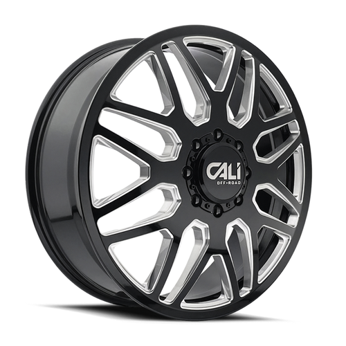 22" Cali Off-Road Invader Front Dually 22x8.25 Black Milled 8x200 Wheel 115mm