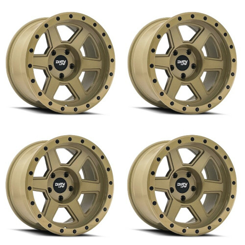 Set 4 17" Dirty Life Compound 17x9 Desert Sand 6x5.5 Wheels -12mm Lifted Rims