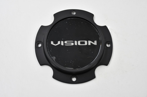 Vision Wheels Satin Black w/ Chrome Logo Wheel Center Cap Hub Cap C356SB-136V 5.25"