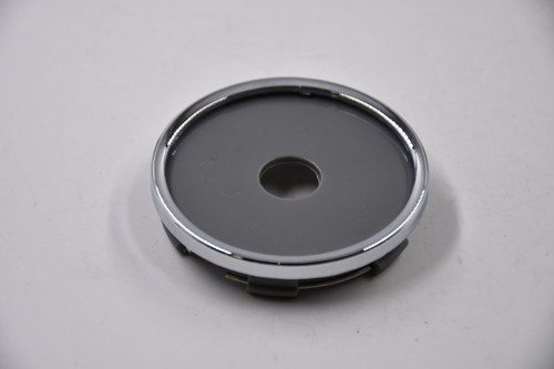 Blank Chrome w/ Gray Middle Wheel Center Cap Hub Cap PCF56(NL) 2.625" Snap In, No Logo/Inset