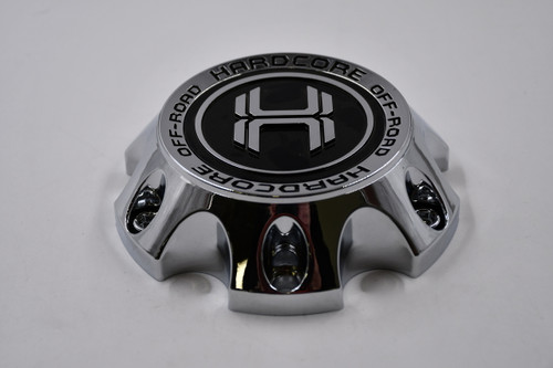 Hardcore Off Road Chrome w/ Black & Chrome Logo Wheel Center Cap Hub Cap HD-CAP-6H-139 5.5" 6 Lug, "H" Logo