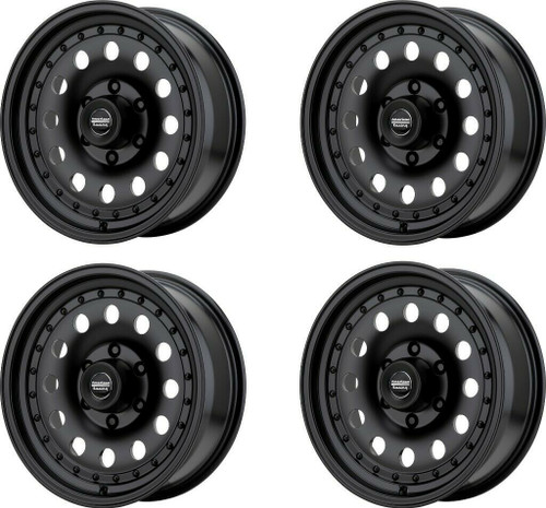 Set 4 American Racing AR62 Outlaw II 14x7 4x4.5 Satin Black Wheels 14" 0mm Rims