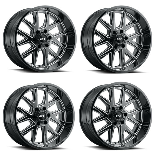 Set 4 20" Voxx G-FX TM6 Gloss Black Milled Wheels 20x9 6x5.5 12mm Rims