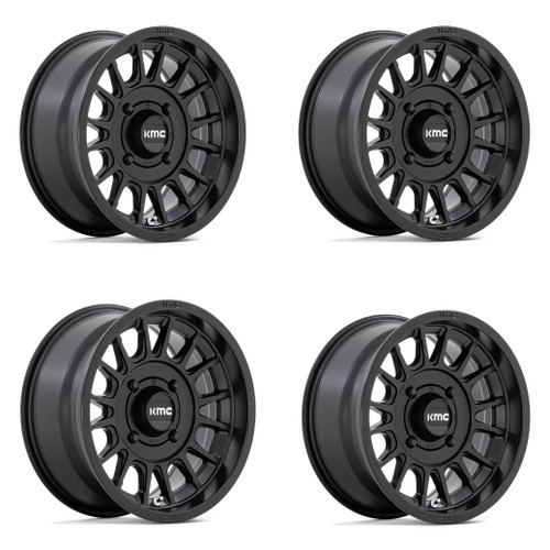 Set 4 KMC Powersports KS138 Impact Utv 15x7 4x137 Satin Black Wheels 15" 10mm