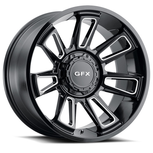 20" Voxx G-FX TR21 Gloss Black Milled Wheel 20x10 6x135 6x5.5 -19mm Lifted Rim