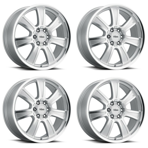Set 4 17" Voxx Turin Silver Mirror Machined Face & Lip 17x8.5 6x132 6x5.5 39mm