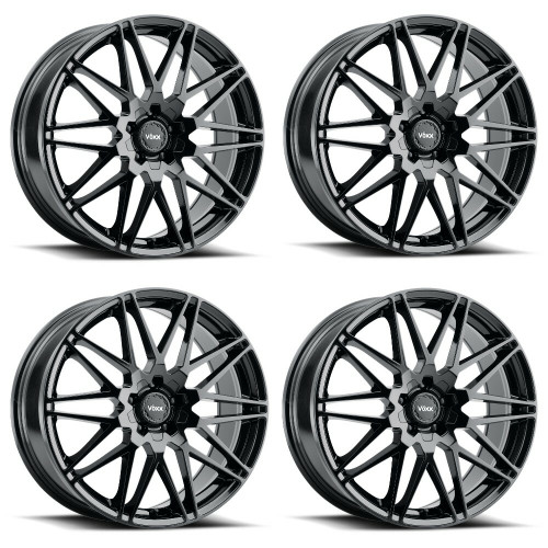 Set 4 17" Voxx Nice Gloss Black Wheels 17x7.5 5x4.25 5x4.5 40mm Rims