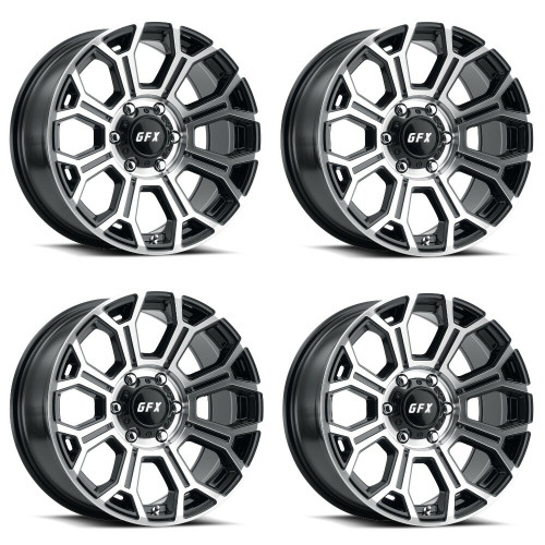 Set 4 16" Voxx G-FX TR-19 Gloss Black Machined Face Wheels 16x8.5 8x6.5 -6mm Rims