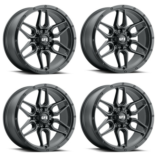 Set 4 20" Voxx G-FX TR-18 Matte Black Wheels 20x9 6x5.5 12mm Truck Suv Rims