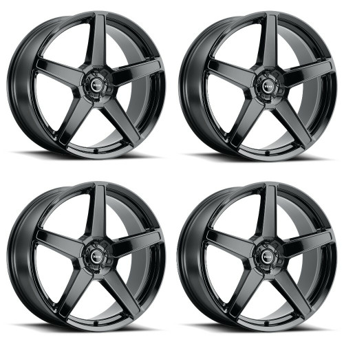 Set 4 18" Voxx MG5 Gloss Black Wheels 18x8 5x110 5x115 40mm Rims 5 Lug