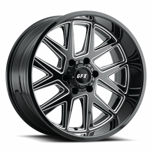 20" Voxx G-FX TM6 Gloss Black Milled Wheel 20x10 5x5 -24mm Rim For Jeep