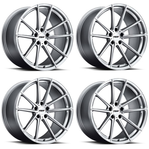 Set 4 TSW Bathurst 20x10.5 5x120 Silver W/ Mirror Cut Face Wheels 20" 25mm Rims