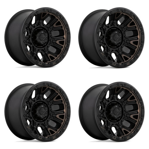 Set 4 Fuel  D824 Traction 17x9 6x4.5 Matte Black Double Dark Tint Wheels 17" 1mm