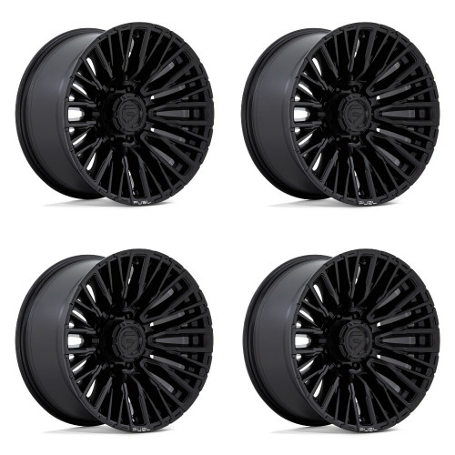 Set 4 Fuel D847 Rebar 20x10 8x6.5 Blackout Wheels 20" -18mm Rims