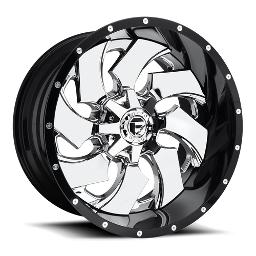 22" Fuel 2PC D240 Cleaver 22x10 6x135 6x5.5 Chrome Plated Black Wheel -13mm Rim
